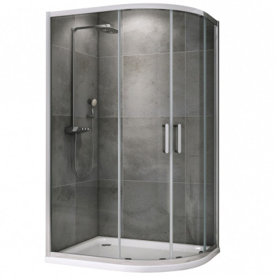 Душевой уголок 110x80x195см ABBER Schwarzer Diamant AG01118 профиль хром, стекло прозрачное, универсальная установка
