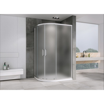 Душевой уголок 110x80x195см ABBER Schwarzer Diamant AG01118M профиль хром, стекло матовое, универсальная установка