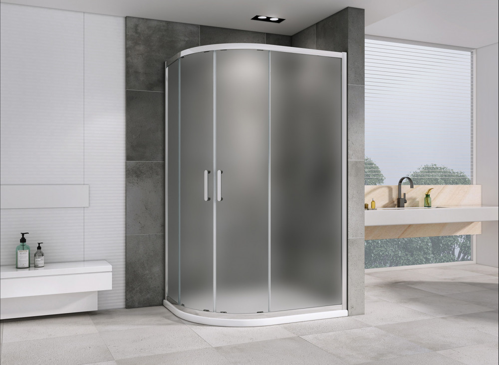 Душевой уголок 110x80x195см ABBER Schwarzer Diamant AG01118M профиль хром, стекло матовое, универсальная установка