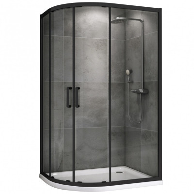 Душевой уголок 110x80x195см ABBER Schwarzer Diamant AG01118M профиль черный, стекло прозрачное, универсальная установка