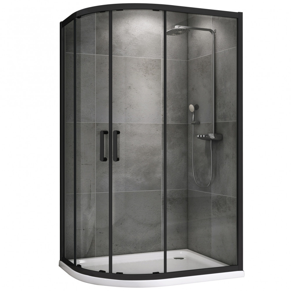 Душевой уголок 110x80x195см ABBER Schwarzer Diamant AG01118M профиль черный, стекло прозрачное, универсальная установка