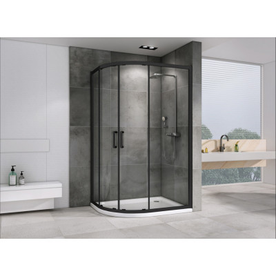 Душевой уголок 110x80x195см ABBER Schwarzer Diamant AG01118M профиль черный, стекло прозрачное, универсальная установка