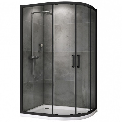 Душевой уголок 110x80x195см ABBER Schwarzer Diamant AG01118M профиль черный, стекло прозрачное, универсальная установка