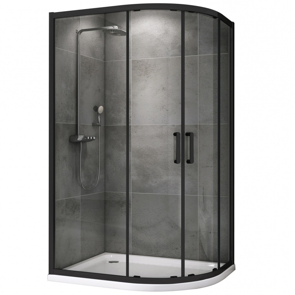 Душевой уголок 110x80x195см ABBER Schwarzer Diamant AG01118M профиль черный, стекло прозрачное, универсальная установка