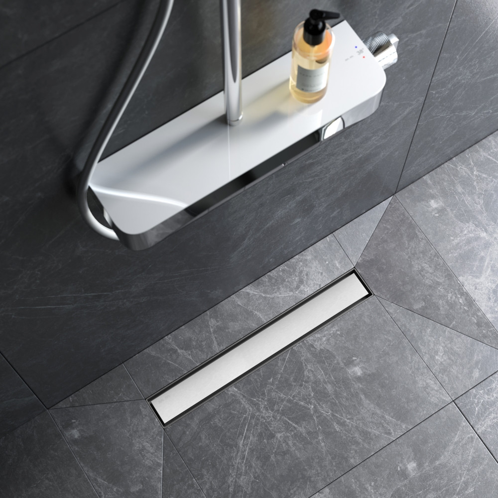 Трап для душа линейный AM.PM Masterflow Tile, универсальный затвор, 50 см, двухсторонняя вставка хром