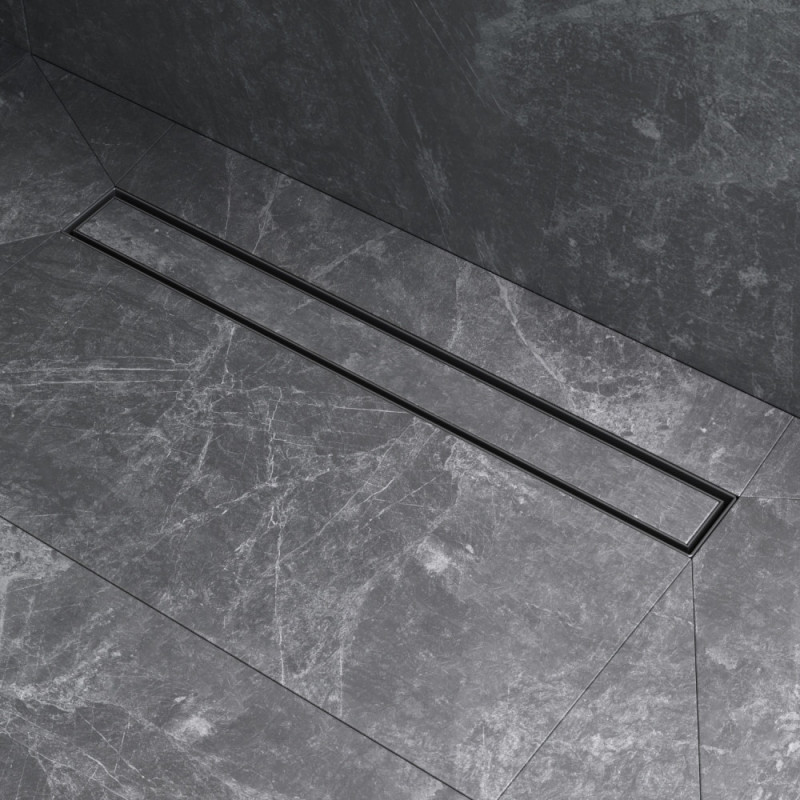 Трап для душа линейный AM.PM Masterflow Tile, универсальный затвор, 60 см, двухсторонняя вставка черная