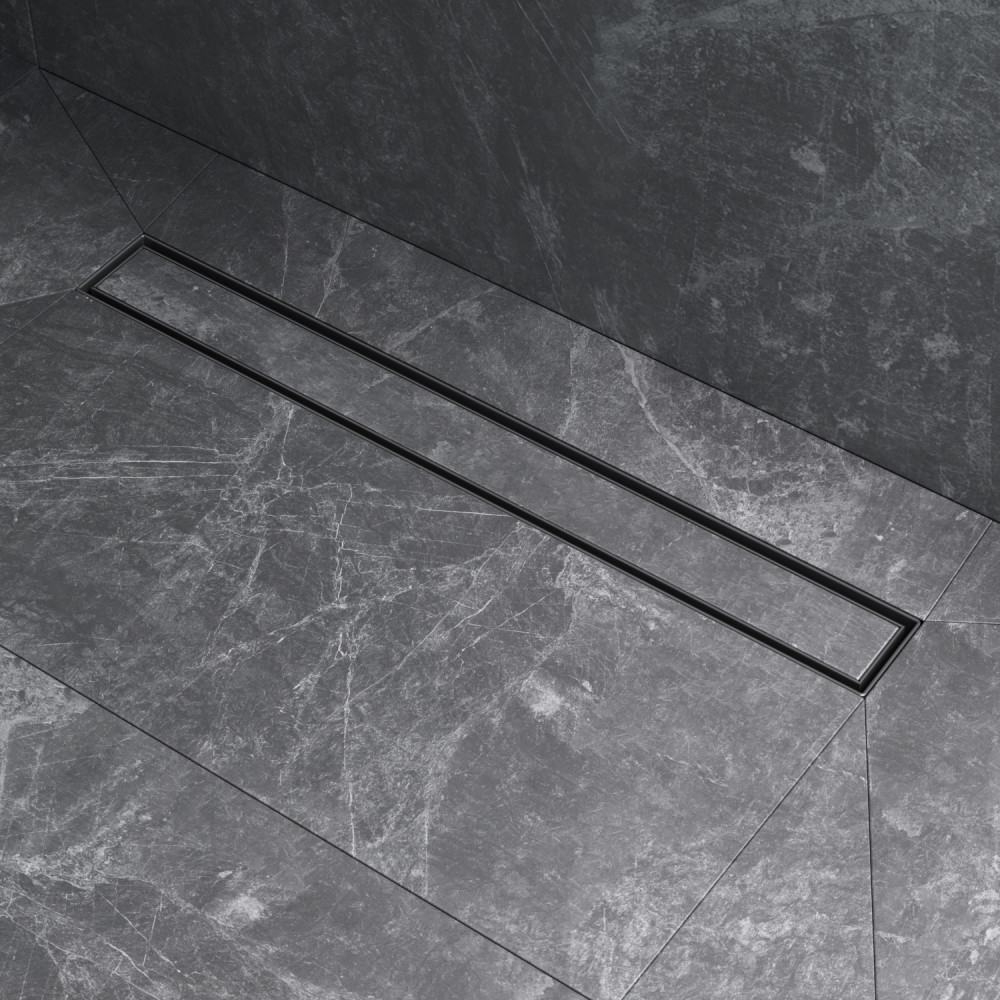 Трап для душа линейный AM.PM Masterflow Tile, универсальный затвор, 60 см, двухсторонняя вставка черная