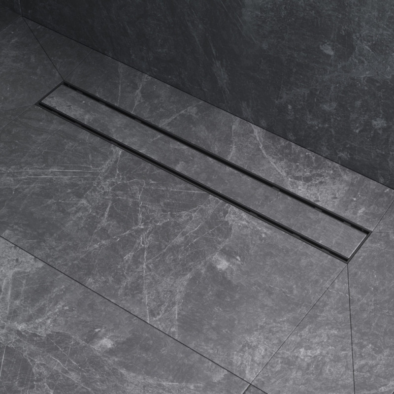 Трап для душа линейный AM.PM PrimeFlow Tile, универсальный затвор, 60 см, двухсторонняя черная вставка