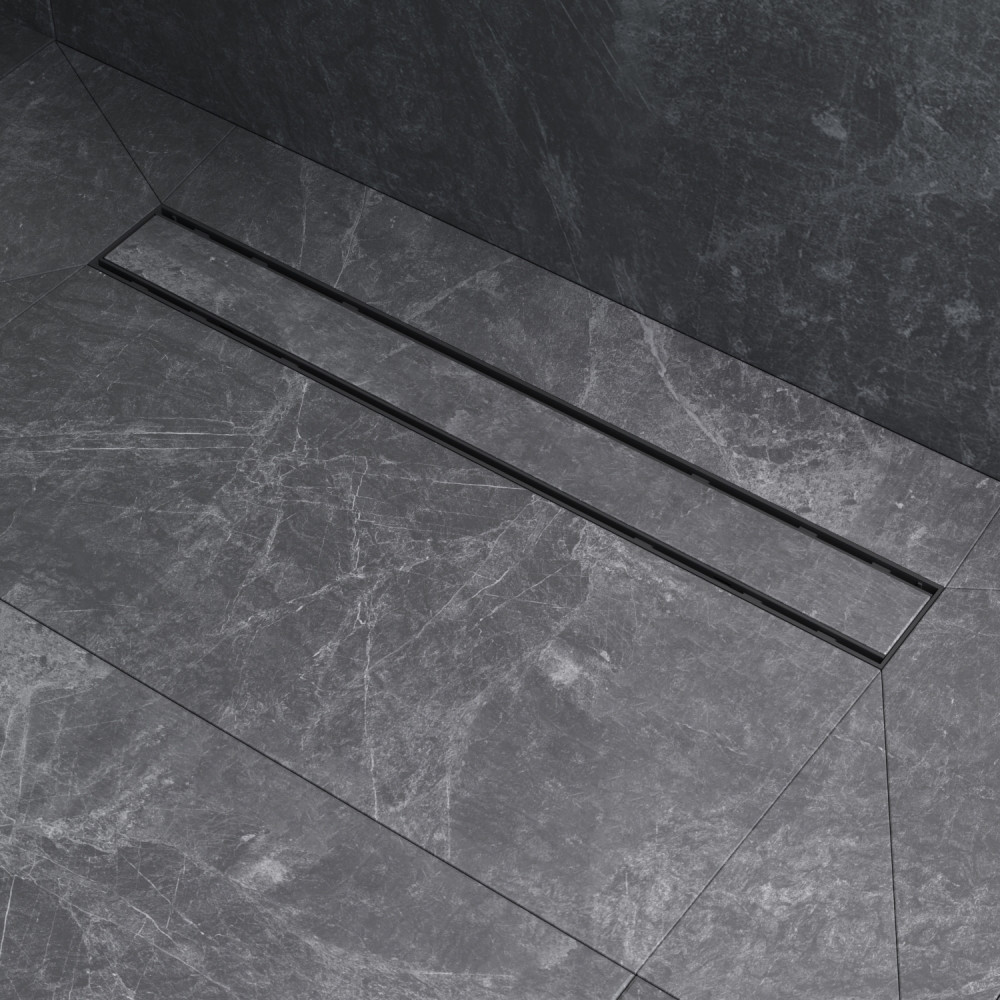 Трап для душа линейный AM.PM PrimeFlow Tile, универсальный затвор, 60 см, двухсторонняя черная вставка