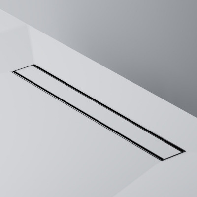 Трап для душа линейный AM.PM PrimeFlow Tile, универсальный затвор, 60 см, двухсторонняя черная вставка
