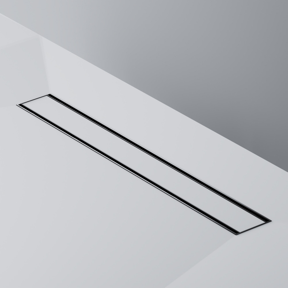Трап для душа линейный AM.PM PrimeFlow Tile, универсальный затвор, 60 см, двухсторонняя черная вставка
