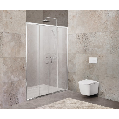 Душевая дверь 1700-2000x1900мм Belbagno UNIQUE, профиль хром, рифленое стекло