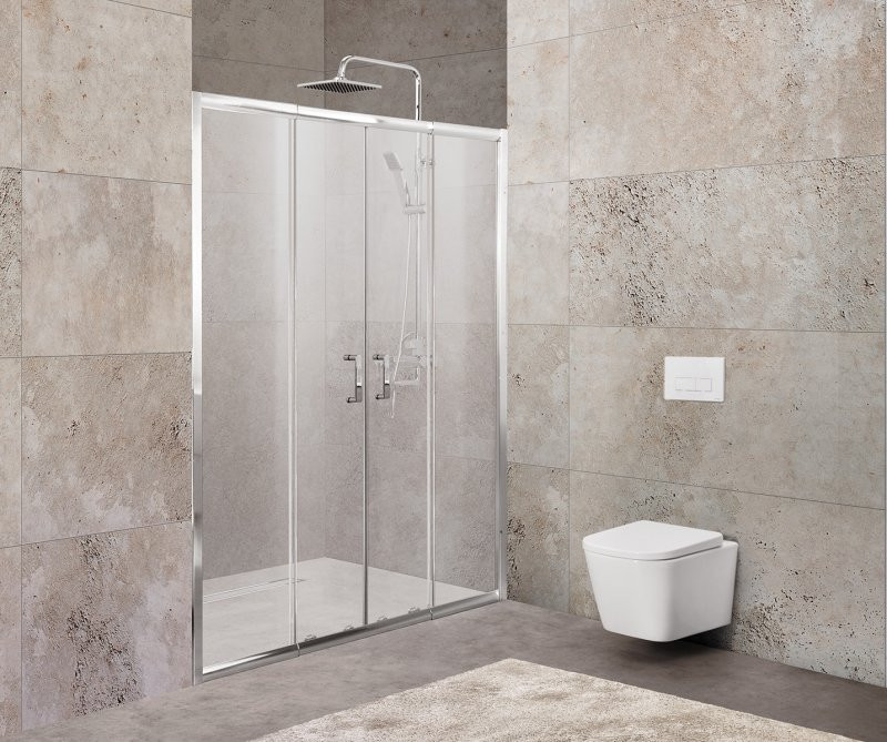 Душевая дверь 1700-2000x1900мм Belbagno UNIQUE, профиль хром, рифленое стекло