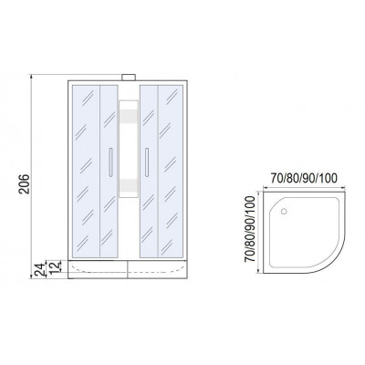Душевая кабина 70x70x210см профиль хром матовый стекло с узором МОНОМАХ Б/К 70/24 С МЗ
