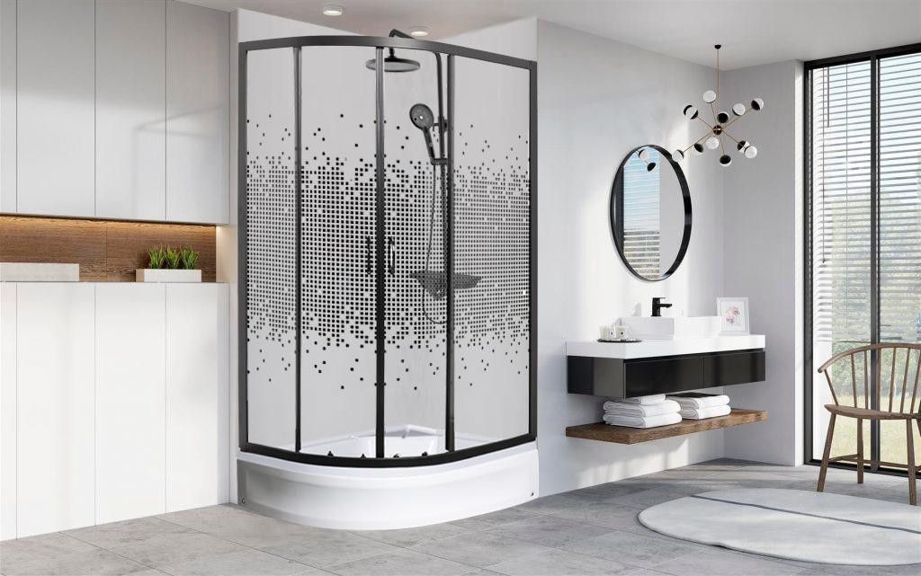 Душевая кабина 70x100x180см профиль черный стекло с узором МОНОМАХ ДУ 100/70/180 МЗ BL
