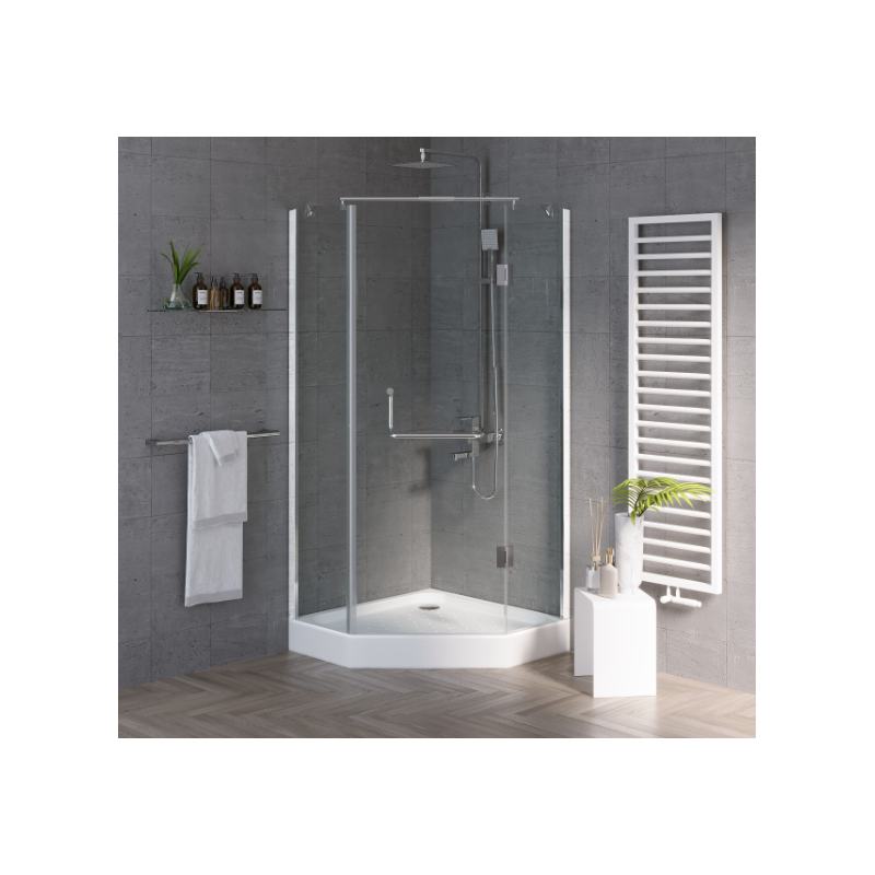 Душевое ограждение 90x90x185см GROSSMAN GR-8090 Classic, профиль белый, стекло прозрачное