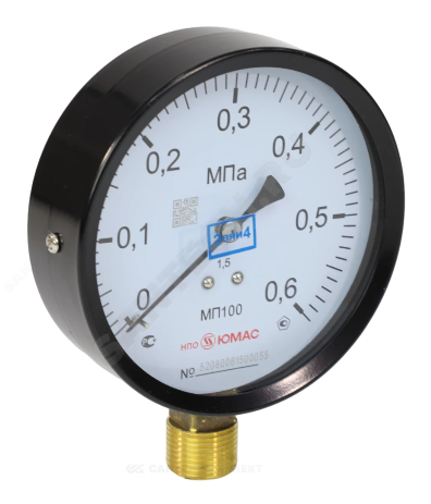 Манометр МП100 радиальный Дк100мм 0-1,6 МПа кл.1,5 G1/2" НПО ЮМАС