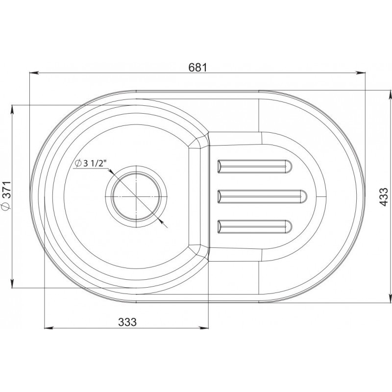 Мойка комп. GRANFEST SMART GF-SM685L (681*433) Бежевый овальная с крылом