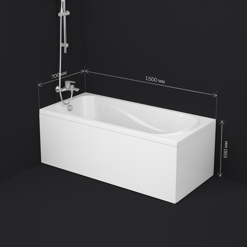 Акриловая ванна белая 150х70х43см Am.pm Sense W76A-150-070W-A