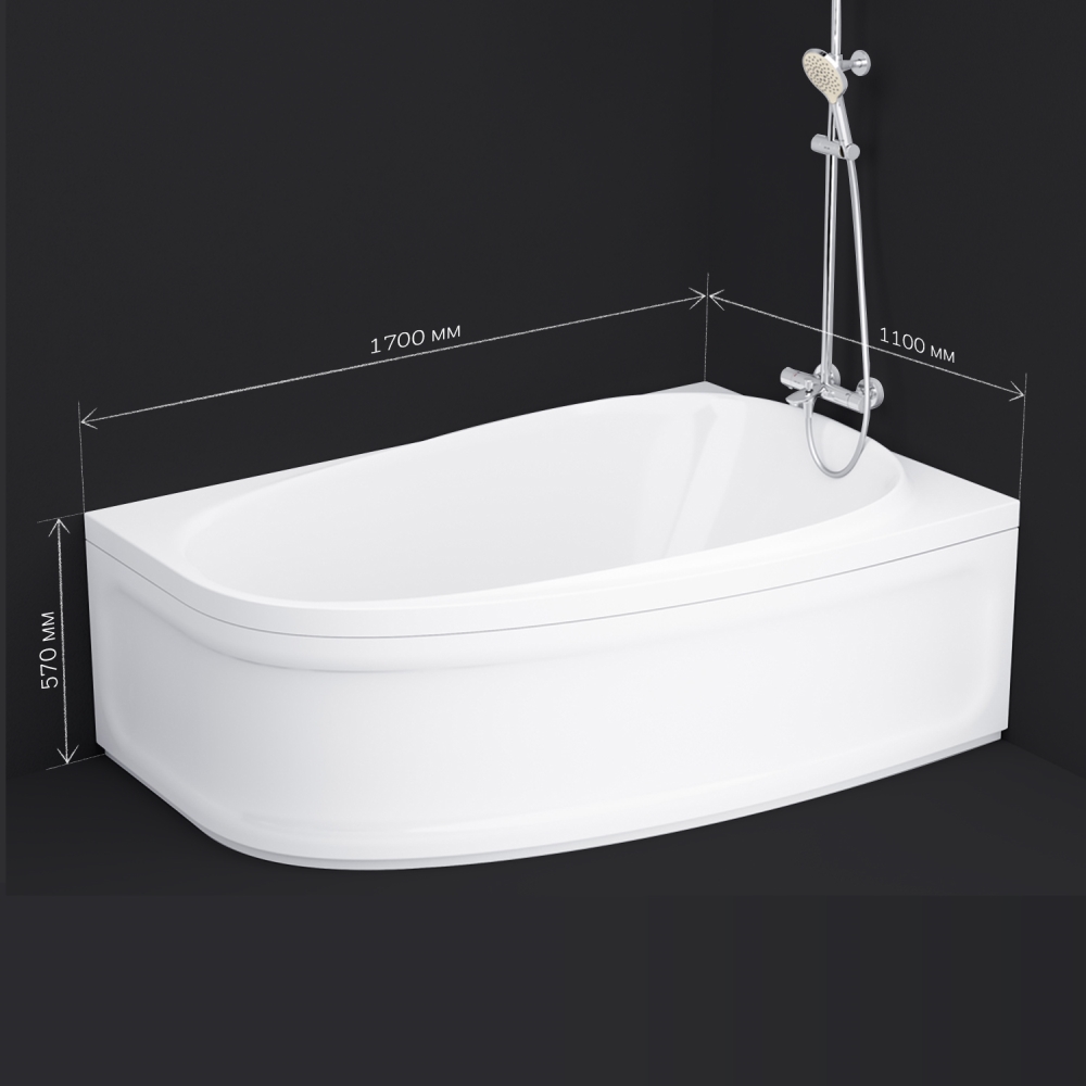 Акриловая ванна левая белая 170х110х46см Am.pm Like W80A-170L110W-A