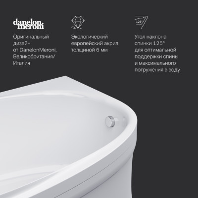 Акриловая ванна правая белая 170х110х46см Am.pm Like W80A-170R110W-A
