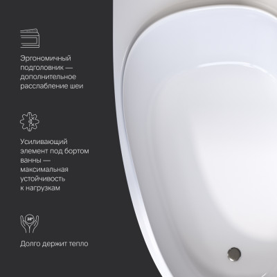 Акриловая ванна правая белая 170х110х46см Am.pm Like W80A-170R110W-A