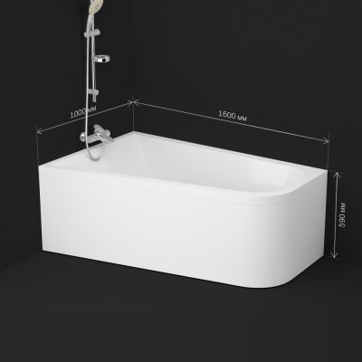 Акриловая ванна левая белая 160х100х45см Am.pm Spirit W72A-160L100W-A2