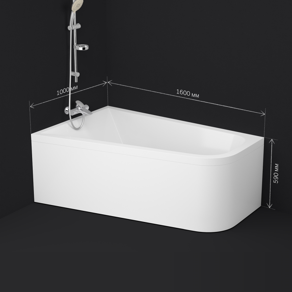Акриловая ванна левая белая 160х100х45см Am.pm Spirit W72A-160L100W-A2