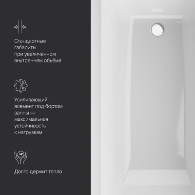 Акриловая ванна белая 160x70см Am.pm Gem W93A-160-070W-A