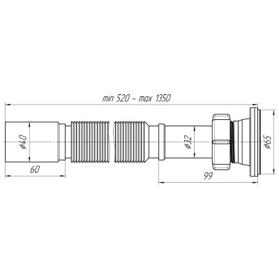 Сифон гофр. удлин. 1 1/4"х40, нерж.вып. АниПласт (G214)