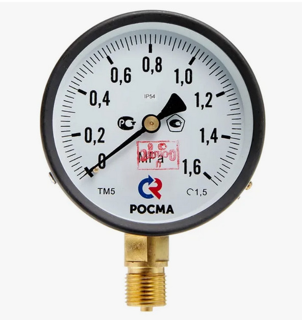 Манометр ТМ-510Р.00 радиальный Дк100мм 0-1,6 МПа кл.1,5 G1/2" Росма 00000006833