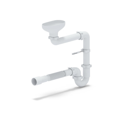 Сифон АНИ DR5015 1 1/2"*40 прямоточный смещенный с разрывом струи, с гибкой трубой 40*40/50