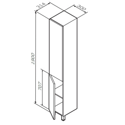 Шкаф-пенал напольный орех левый 30см Am.pm Gem M90CSL0306HF
