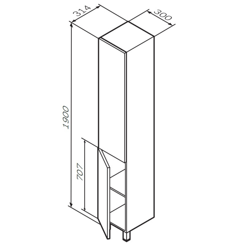 Шкаф-пенал напольный орех левый 30см Am.pm Gem M90CSL0306HF