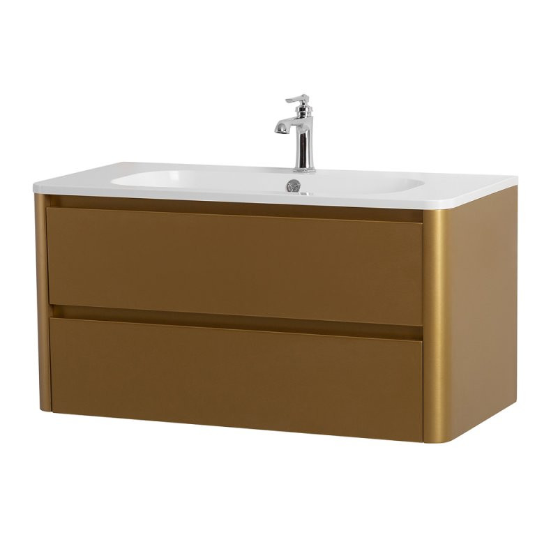 Тумба с раковиной подвесная 80см брашированное золото Cezares RELAX RELAX-800-2C-SO-BORO-P