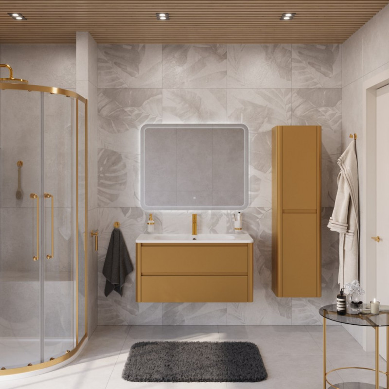 Тумба с раковиной подвесная 80см брашированное золото Cezares RELAX RELAX-800-2C-SO-BORO-P