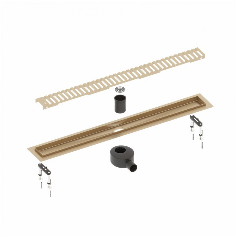 Душевой лоток золото матовое Timo Drain System 60см с вставкой "lines" DS230106/17