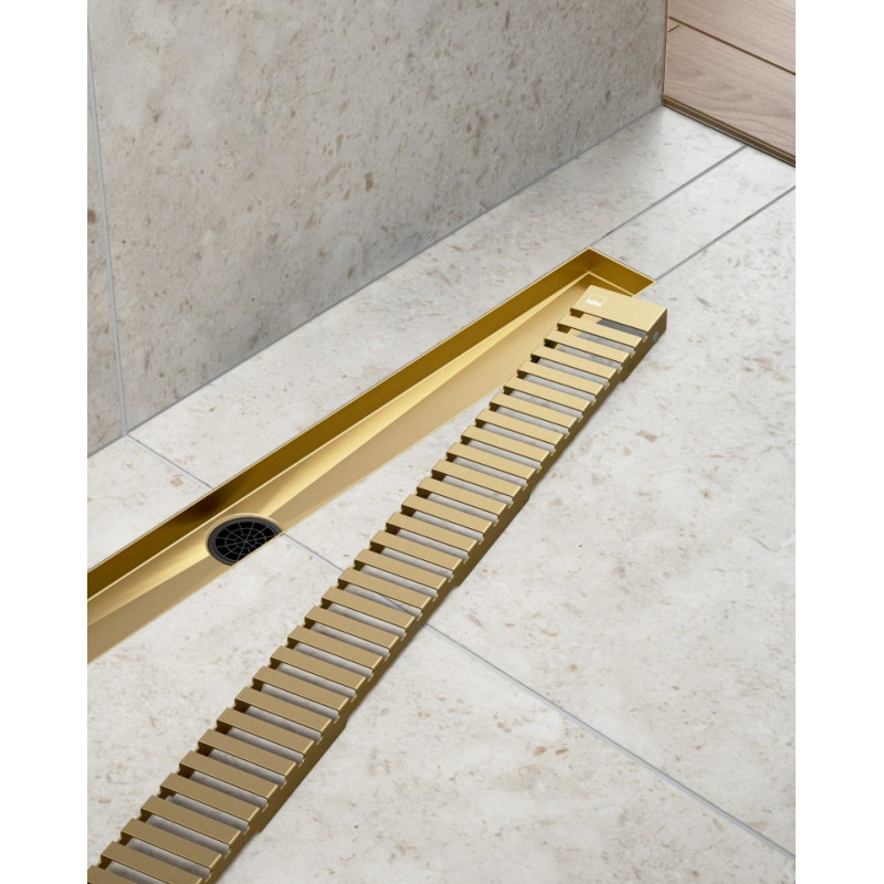 Душевой лоток золото матовое Timo Drain System 60см с вставкой "lines" DS230106/17