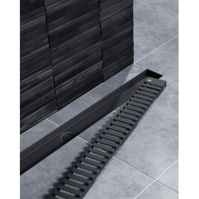 Душевой лоток черный Timo Drain System 60см с вставкой "lines" DS230106/03