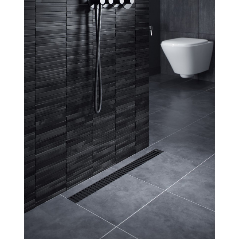 Душевой лоток черный Timo Drain System 60см с вставкой "lines" DS230106/03