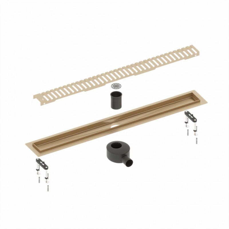 Душевой лоток золото матовое Timo Drain System 70см с вставкой "lines" DS230107/17