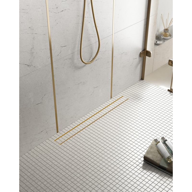 Душевой лоток золото матовое Timo Drain System 70см с двусторонней панелью "plate" под плитку DS230207/17