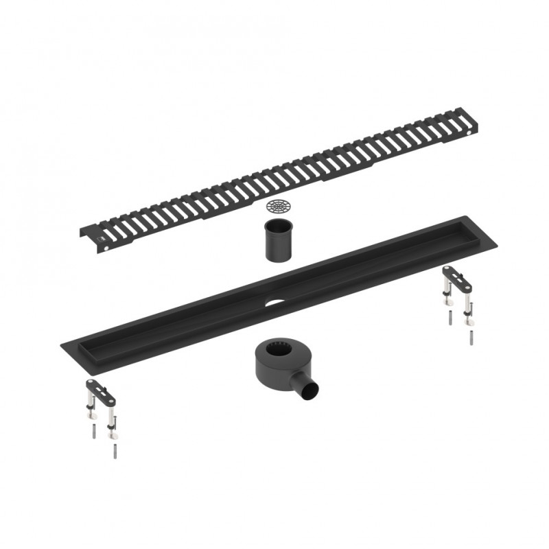 Душевой лоток черный Timo Drain System 80см с вставкой "lines" DS230108/03