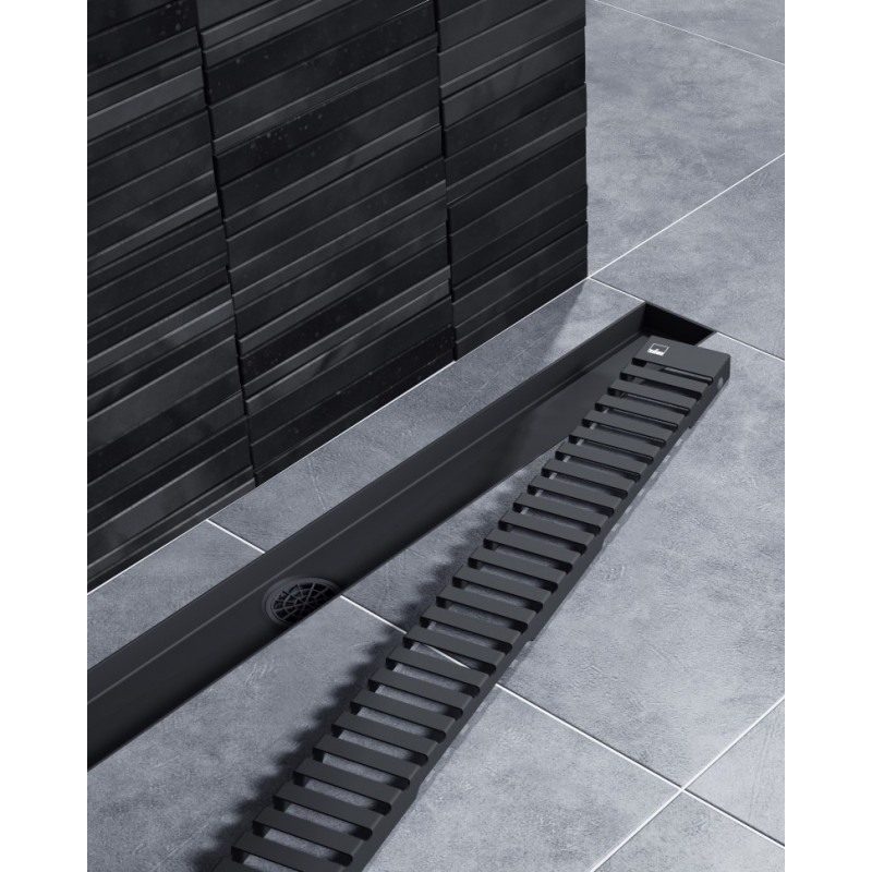 Душевой лоток черный Timo Drain System 80см с вставкой "lines" DS230108/03