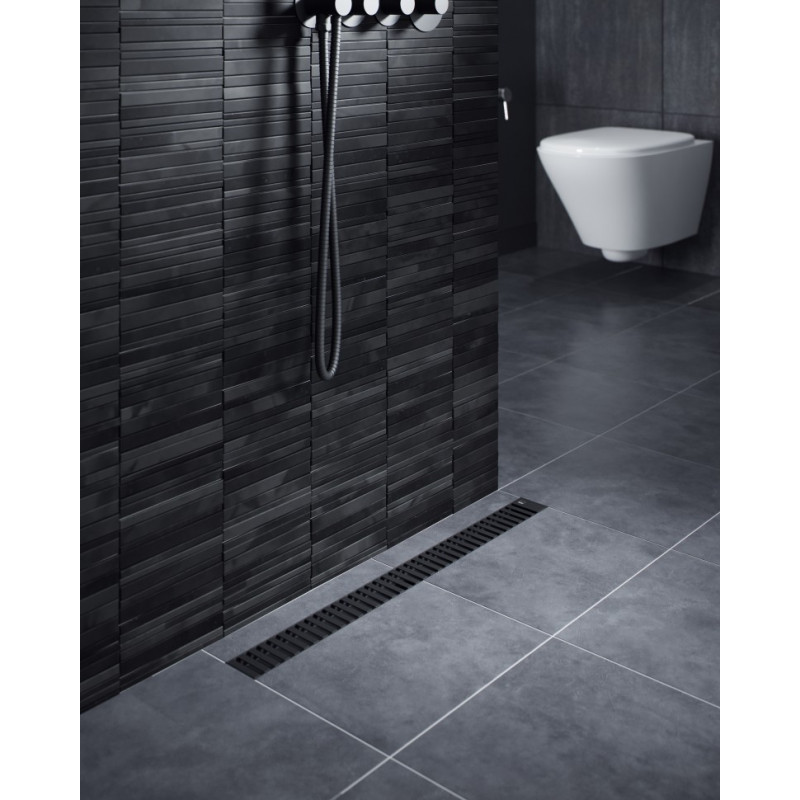 Душевой лоток черный Timo Drain System 80см с вставкой "lines" DS230108/03