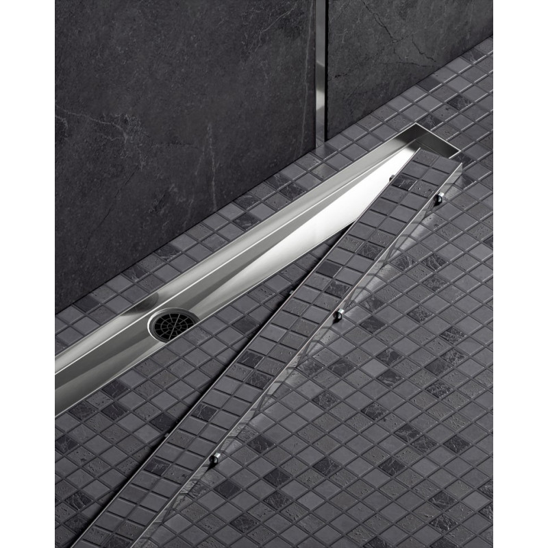 Душевой лоток сатин Timo Drain System 80см с двусторонней панелью "plate" под плитку DS230208/01