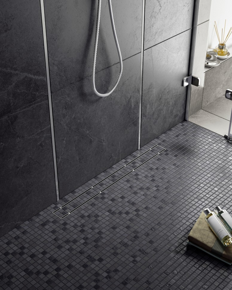 Душевой лоток хром Timo Drain System 90см с двусторонней панелью "plate" под плитку DS230209/00