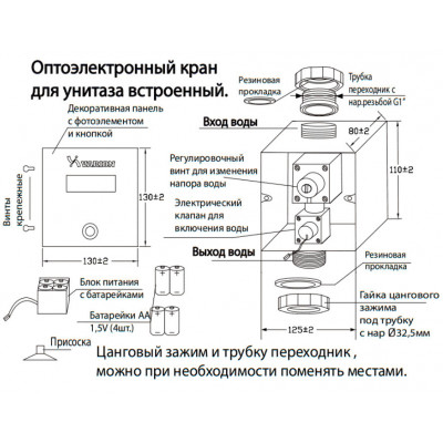 Кран смывной Варион сенсорный (бесконтактный) для унитаза и чаши Генуя