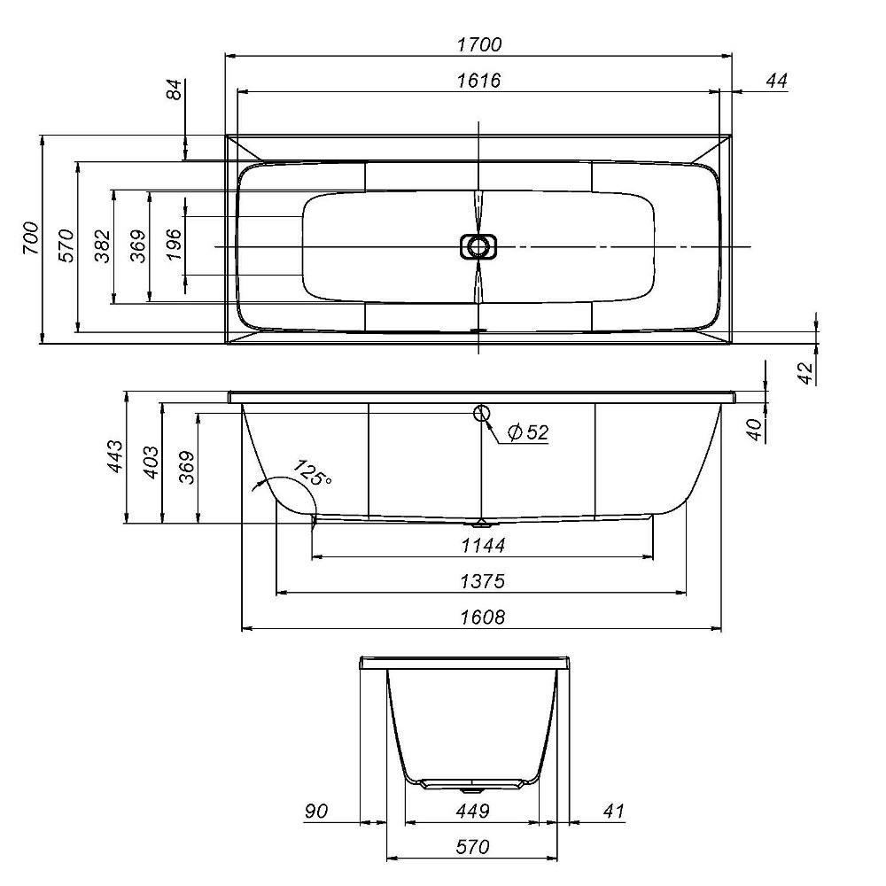 Акриловая ванна белая 170x70см Am.pm Func W84A-170-070W-A