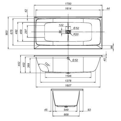 Акриловая ванна белая 170x80см Am.pm Func W84A-170-080W-A